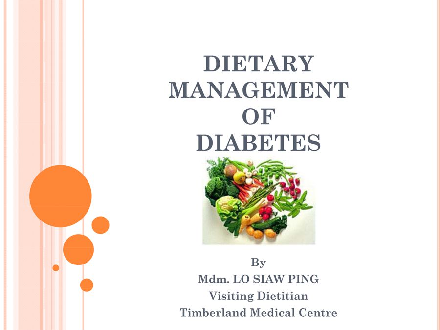 Dietary Management of Diabetes